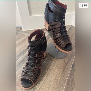 Freebird by Steven Wazee Strapy Heels size 7 but fits like an 8!!